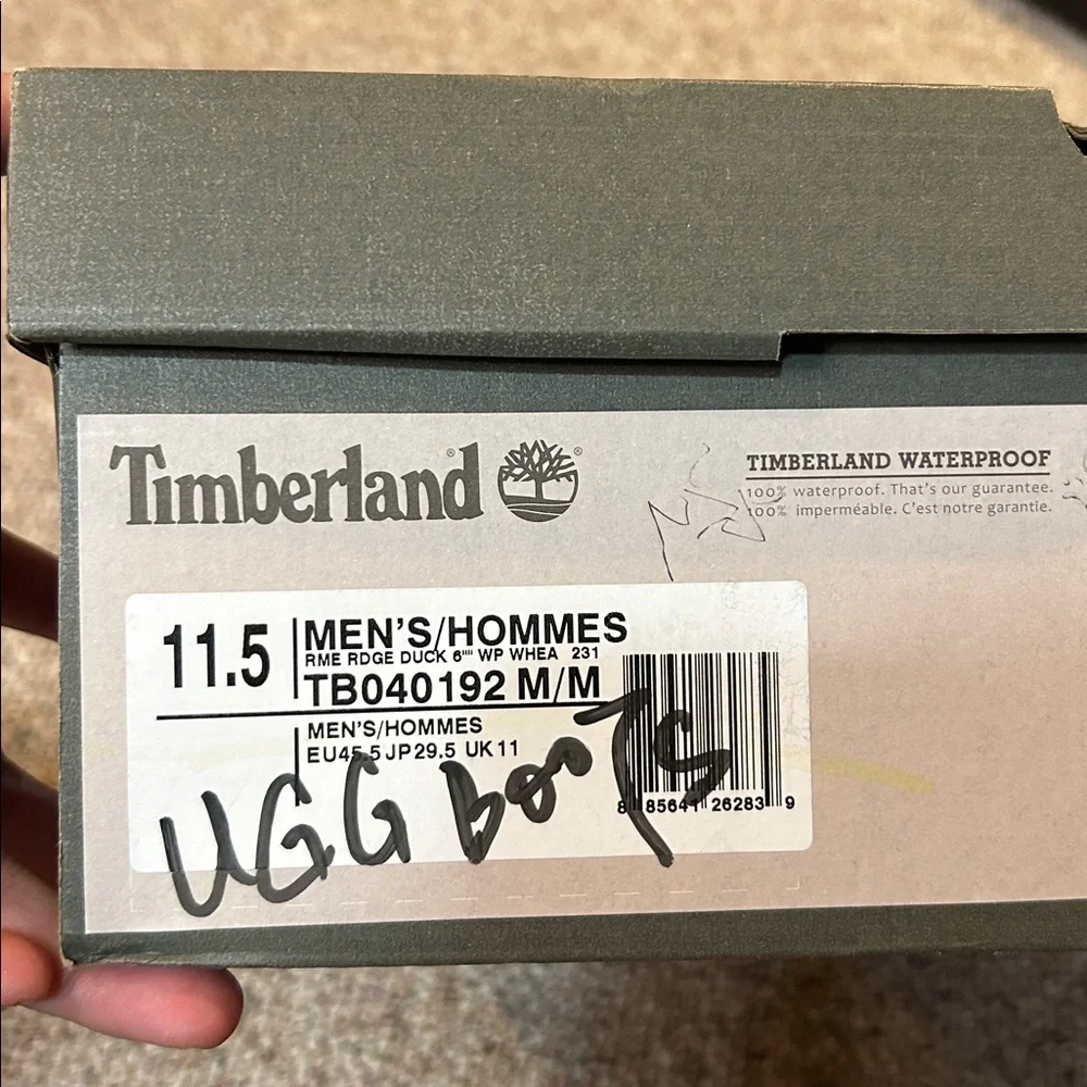 Timberland, Men’s Snow Duck Boots, US 11.5, Black Waterproof, Pre-owned